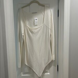 Abercrombie & Fitch Textured Cream Bodysuit